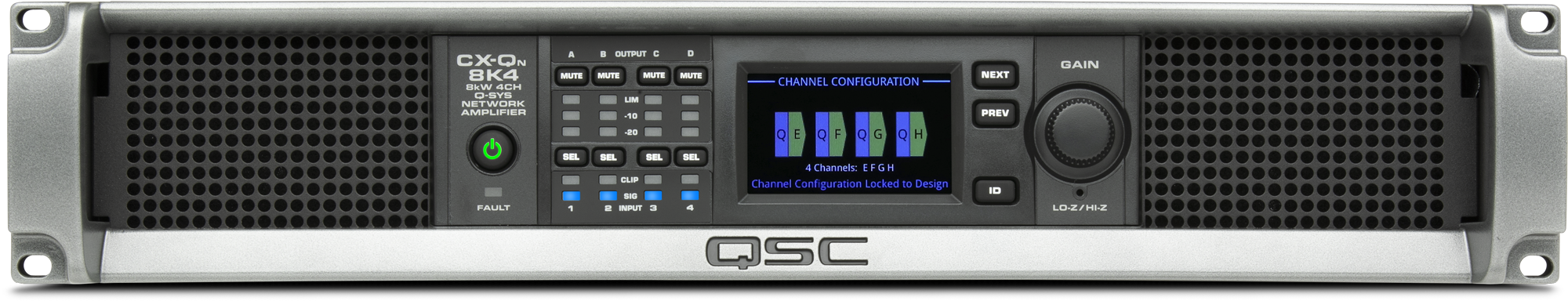 CX-Qn 8K8 / 8-канальный усилитель 8 х 1000Вт Q-SYS, Lo-Z, 70В, 100В, FlexAmp™ / QSC