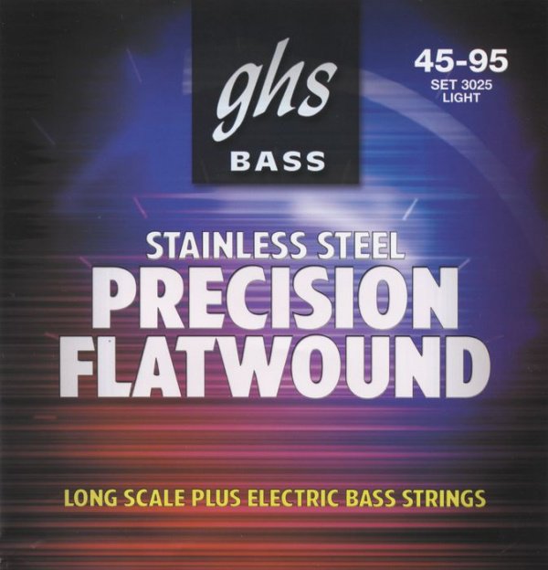 GHS Corporation / 3025/Струны для бас гитары - нержавеющая сталь; плоская обмотка; (45-60-75-95)/GHS