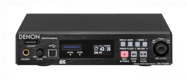 DN-F450 /Профессиональный медиа рекордер: запись на карты SD/SDHC, поддержка форматов WAV (PC/ DENON