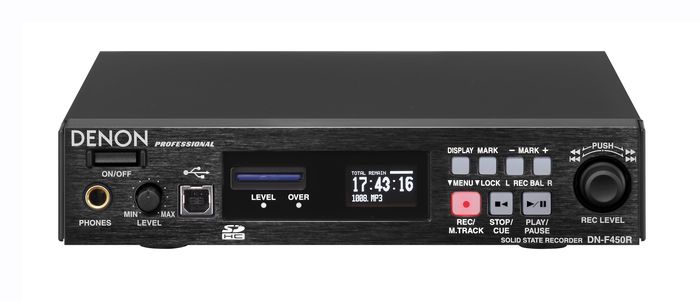 DENON / DN-F450 /Профессиональный медиа рекордер: запись на карты SD/SDHC, поддержка форматов WAV (PC