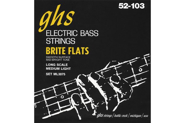 ML3075/Струны для бас гитары; (52-65-84-103); нержавеющая сталь; плоская обмотка; Brite Flats/GHS