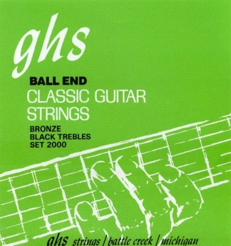 GHS Corporation / 2000/Струны для классической гитары - Hard; черный нейлон; обмотка фосфорная бронза; шарик/GHS